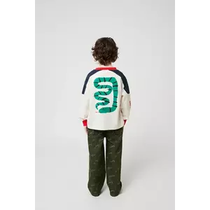 Bobo Choses longsleeve din bumbac pentru copii Snake culoarea alb, cu imprimeu, 225BC002 imagine