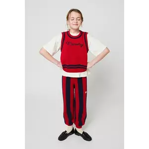 Bobo Choses pantaloni de bumbac pentru copii Striped culoarea roșu, cu imprimeu, 225BC010 imagine