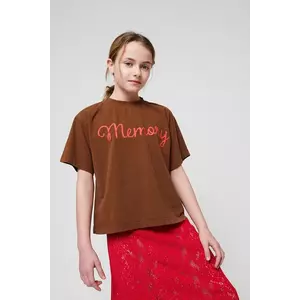 Bobo Choses tricou de bumbac pentru copii Memory culoarea maro, cu imprimeu, 225BC001 imagine