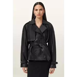 AllSaints trenci din piele REED culoarea negru, W035LD imagine