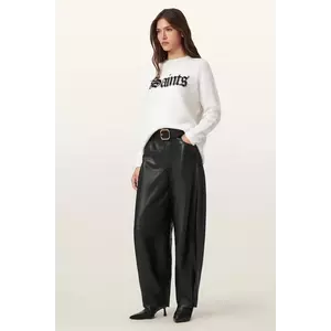 AllSaints pantaloni de piele JETT culoarea negru, lat, high waist, W026TD imagine