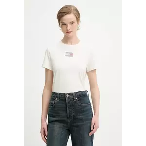 Tommy Jeans tricou din bumbac culoarea bej, DW0DW21965 imagine