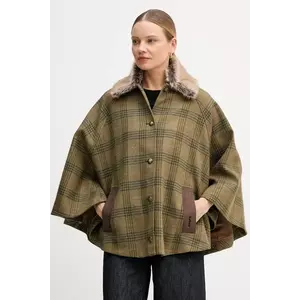 Barbour poncho de lână LILY culoarea verde, LWO0253 imagine