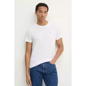 Tommy Jeans tricou din bumbac barbati, culoarea alb, neted, DM0DM04411 imagine
