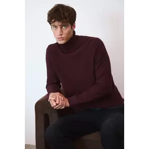 Medicine pulover de bumbac culoarea maro, cu guler imagine