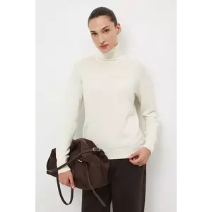 Medicine pulover din lână merino culoarea bej, cu guler imagine