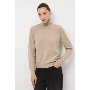 Medicine pulover din lână merino culoarea bej, cu guler imagine