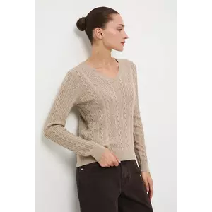 Medicine pulover din lână merino culoarea bej, light imagine