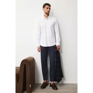 Medicine camasa culoarea alb, cu guler clasic, slim imagine