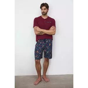 Medicine pijamale de bumbac culoarea bordo, modelator imagine