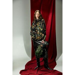 Medicine bluza culoarea negru, cu glugă, modelator imagine