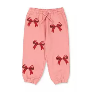 Konges Sløjd pantaloni de trening pentru copii LOU BOW SWEAT PANTS OCS culoarea roz, cu model, KS104342 imagine