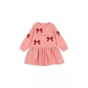 Konges Sløjd rochie fete LOU BOW SWEAT DRESS OCS culoarea roz, mini, evazati, KS104341 imagine