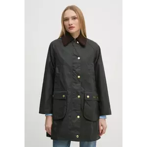 Barbour geaca Long Beadnell Wax femei, culoarea verde, de tranzitie, LWX1404 imagine