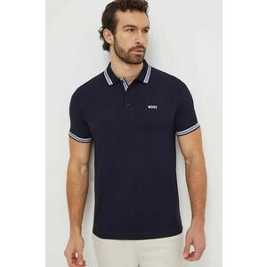 BOSS Green polo de bumbac culoarea albastru marin, neted, 50469055 imagine