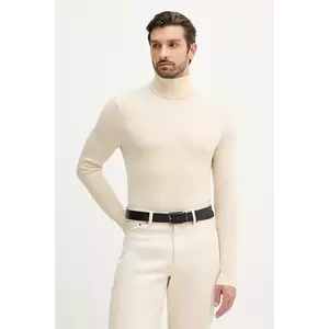 Sisley pulover din amestec de lână culoarea bej, light, cu guler, 102HS2177 imagine