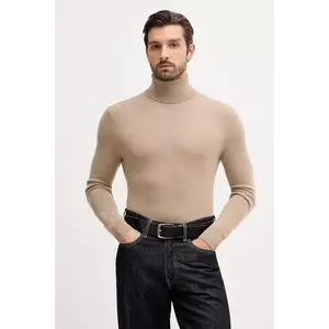 Sisley pulover din amestec de lână culoarea bej, light, cu guler, 102HS2177 imagine