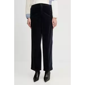 United Colors of Benetton pantaloni de catifea cord culoarea negru, drept, high waist, 4HA2DF07I imagine