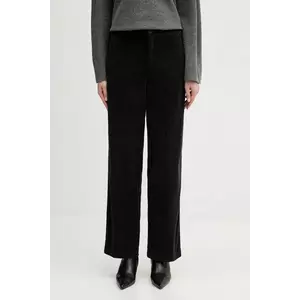 United Colors of Benetton pantaloni de catifea cord culoarea negru, drept, high waist, 4HA2DF07I imagine