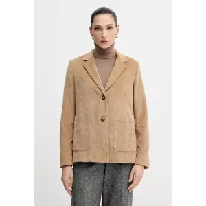 United Colors of Benetton sacou din velur culoarea maro, un singur rand de nasturi, uni, 2Q5GDW03I imagine