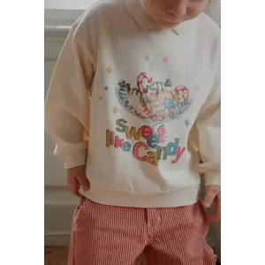 Konges Sløjd hanorac de bumbac pentru copii SPOTTY LS POLO GOTS culoarea bej, cu imprimeu, KS104433 imagine