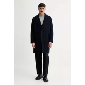 FROM FUTURE palton de lână culoarea bleumarin, de tranzitie, oversize, MOU01372 imagine