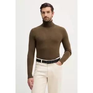 Sisley pulover din amestec de lână culoarea bej, light, cu guler, 102HS2177 imagine