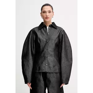 Rotate cămașă jeans culoarea negru, cu guler clasic, regular, 114961100 imagine