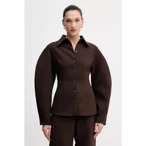 Rotate cămașă culoarea maro, cu guler clasic, regular, 1149342910 imagine