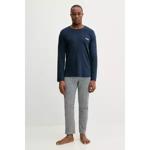 Fila pijamale de bumbac culoarea bleumarin, cu imprimeu, FPW1233 imagine