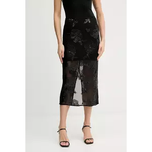 Rotate fustă culoarea negru, midi, creion, 114924100 imagine