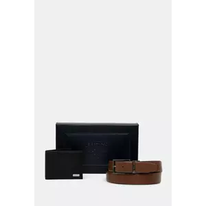 U.S. Polo Assn. portofel și curea din piele Lawrence culoarea negru, WIU6L2681MHA imagine