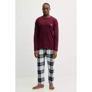 Fila pijamale de bumbac culoarea bordo, cu imprimeu, FPW1237 imagine