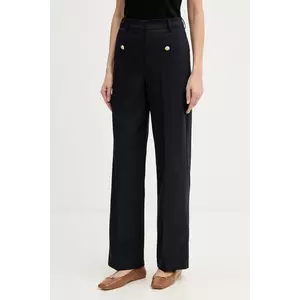 Morgan pantaloni culoarea bleumarin, drept, high waist, PLOUI.F imagine