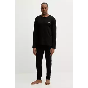 Fila pijama de bumbac culoarea negru, neted, FPW1234 imagine