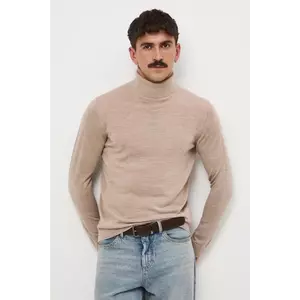 Medicine pulover din lână merino culoarea bej, light, cu guler imagine