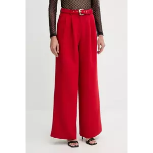 Morgan pantaloni culoarea roșu, lat, high waist, PRED.F imagine