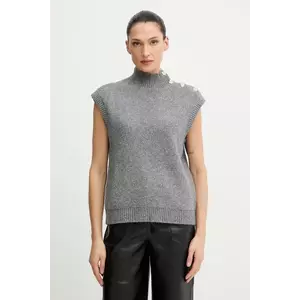 Morgan vestă din amestec de lână culoarea gri, cu turtleneck, MSARA imagine