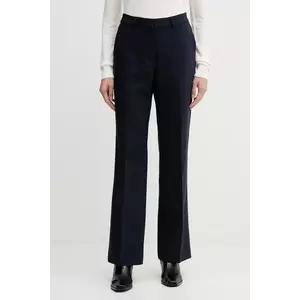 Gant pantaloni culoarea bleumarin, drept, high waist, 4150334 imagine