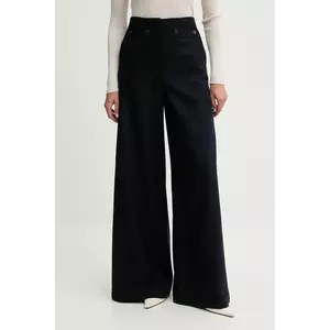 MAX&Co. pantaloni culoarea bleumarin, lat, high waist, 2526136124200 imagine