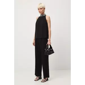 Medicine pantaloni culoarea negru, lat, medium waist imagine