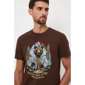 Medicine tricou din bumbac culoarea maro, cu imprimeu imagine