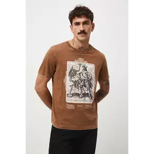 Medicine tricou din bumbac culoarea maro, cu imprimeu imagine