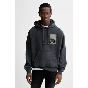 Tommy Jeans hanorac de bumbac culoarea bleumarin, cu glugă, cu imprimeu, DM0DM22090 imagine