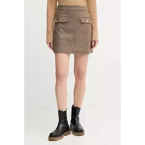 Barbour fustă de lână SOPHIA culoarea maro, mini, creion, LSK0130 imagine