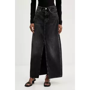 Tommy Jeans fustă din denim culoarea negru, maxi, drept, DW0DW21576 imagine