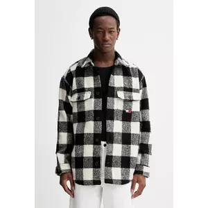 Tommy Jeans geacă cu aspect de cămașă culoarea negru, de tranzitie, oversize, DM0DM22013 imagine