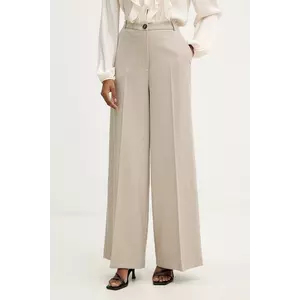 Haveone pantaloni culoarea bej, lat, high waist, PGE-P065 imagine