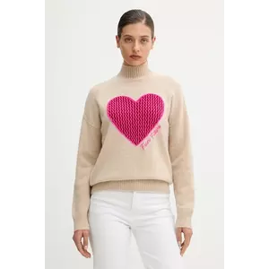 FROM FUTURE pulover de cașmir culoarea bej, cu guler, WPM03254 imagine