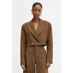 Haveone sacou culoarea maro, cu doua randuri de nasturi, uni, JSO-P014 imagine